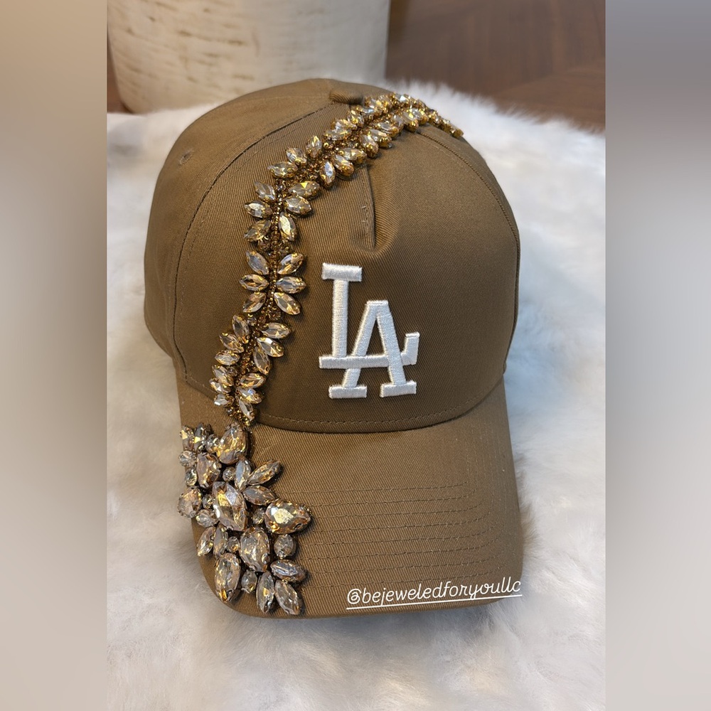 Embellished Brown Cap with Gold Accents